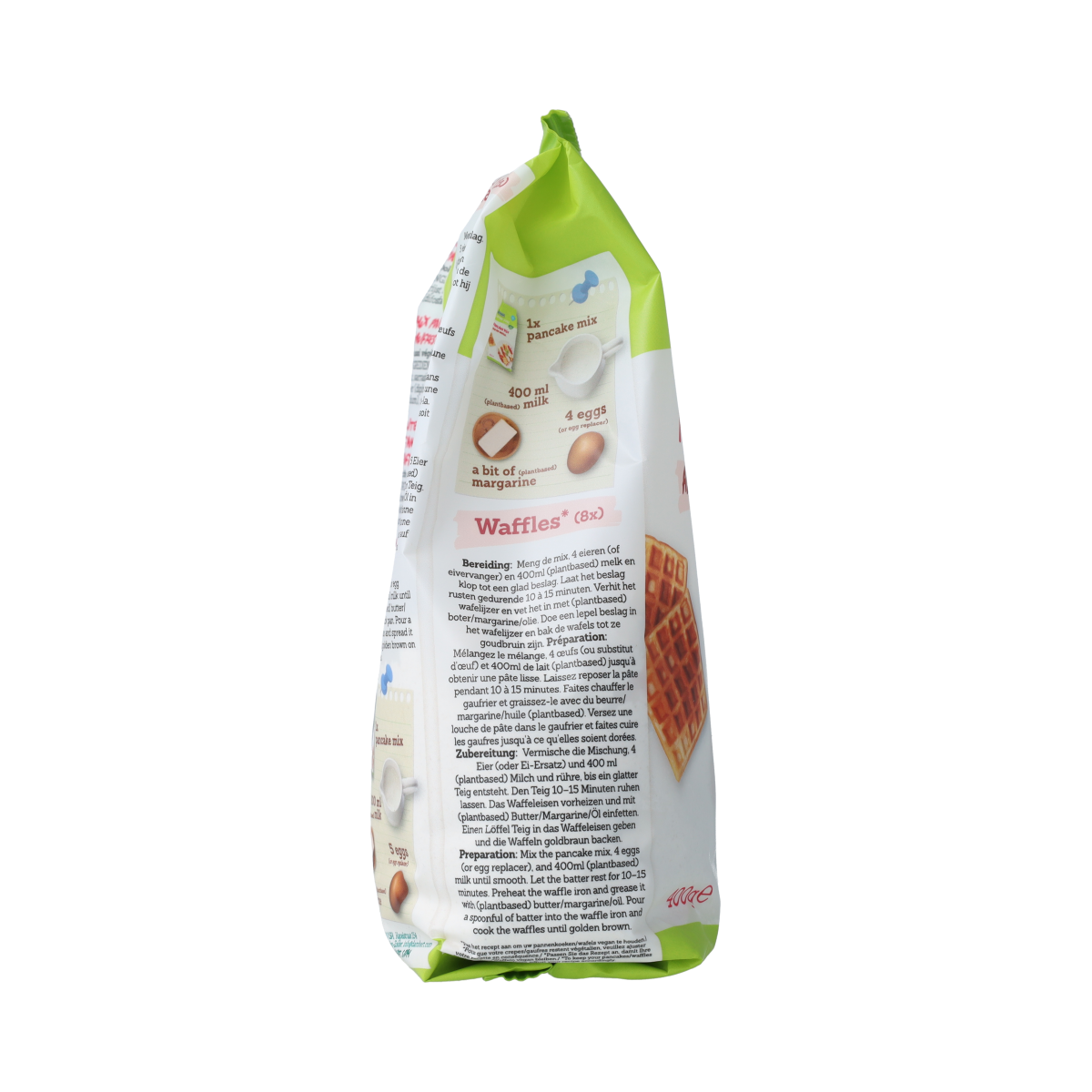 Damhert gluten- and lactose-free pancake and waffle mix in a 400g package, part of Damhert's baking and flour products.