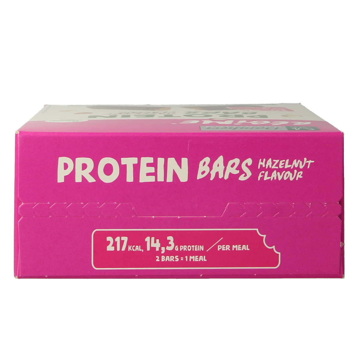 Damhert chocolate hazelnut meal replacement protein bar, 240g, with chocolate and hazelnut flavor, in packaging.