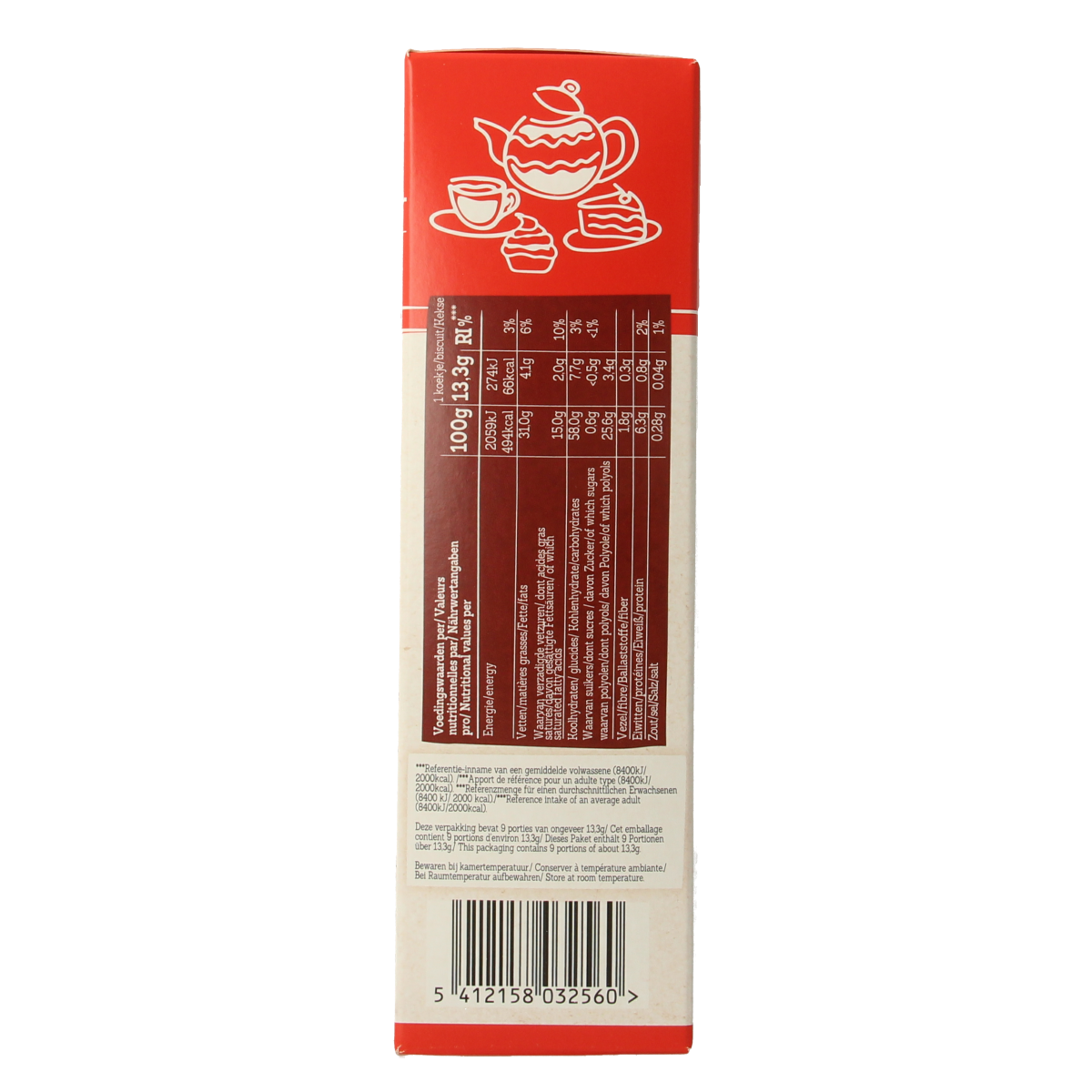 Damhert Sprits chocolade koek in 120g package, showing golden-brown chocolate cookies with sprinkles and crispy texture.