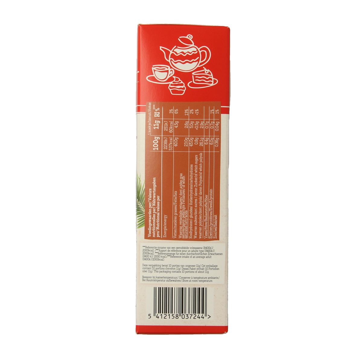 Damhert Kokoskoek chocolade low carb koek with coconut and chocolate, 110 grams, shown on the package.