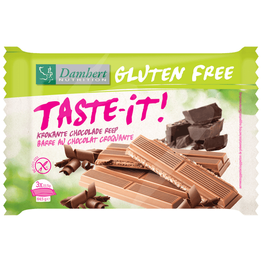 Damhert Taste-it snack pack with three 64.5g snack bars, crispy and tasty, ideal for quick bites and on-the-go snacking.