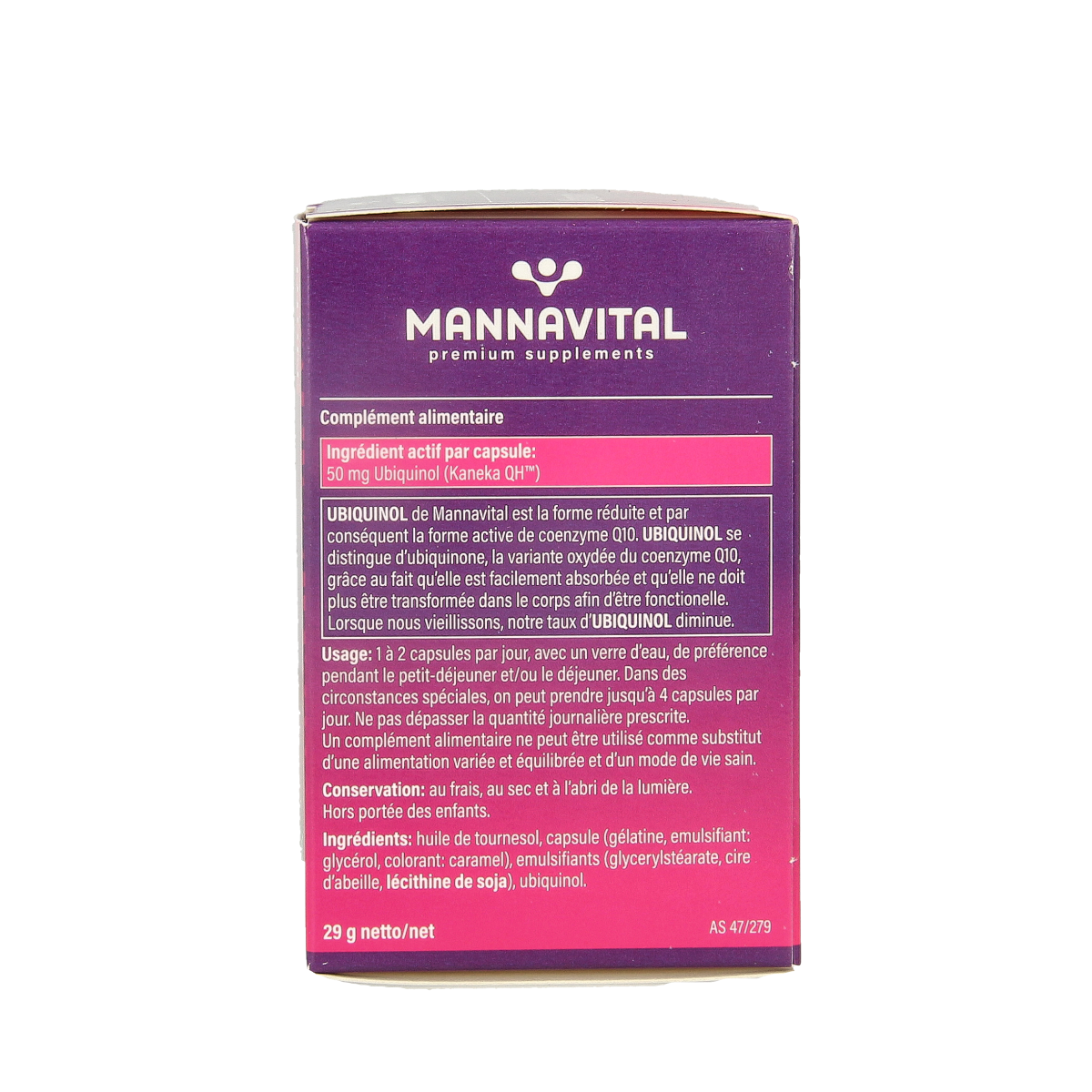 Mannavital Ubiquinol Coenzyme Q10 multivitamin capsules, dietary supplement for energy and heart health, 60-count bottle