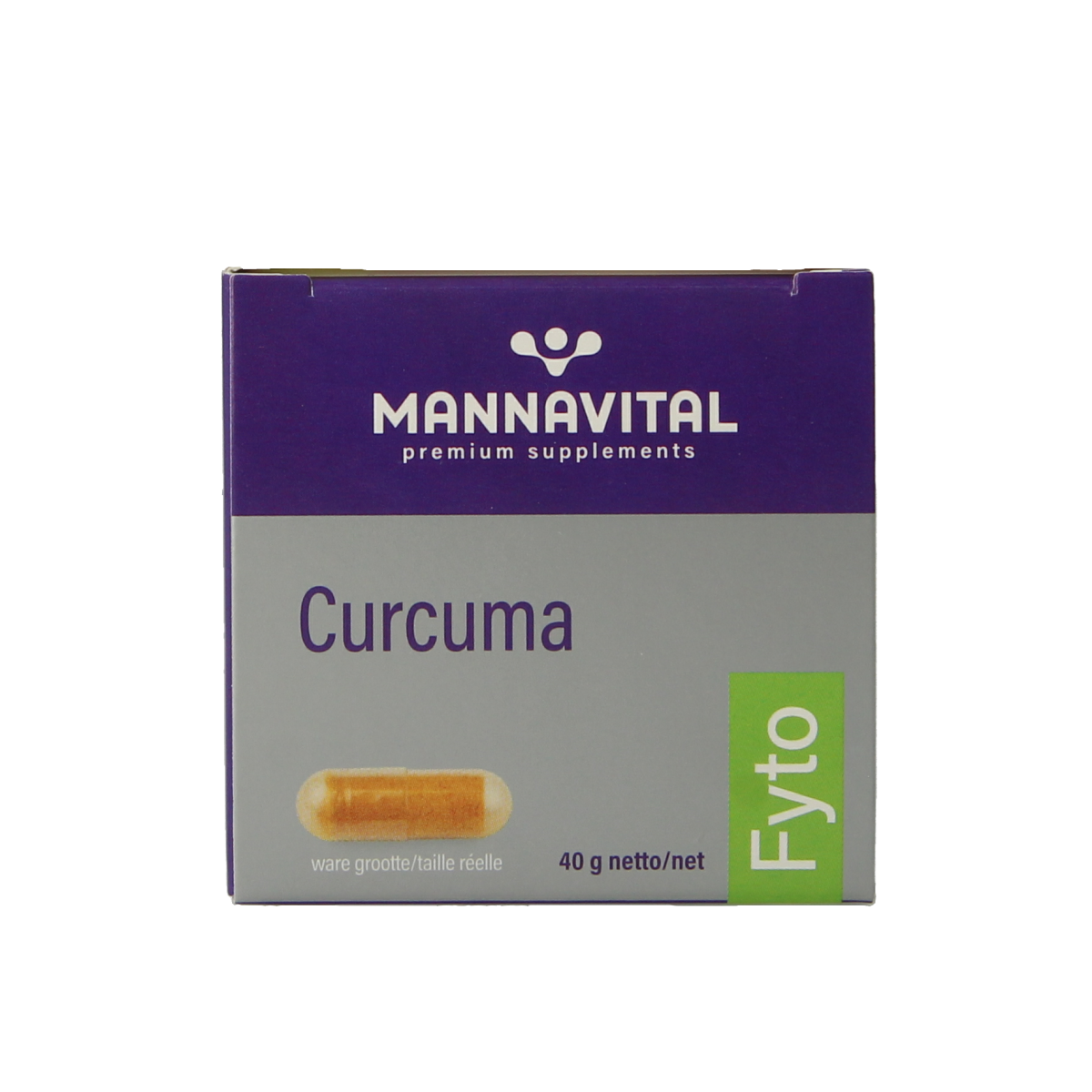 Mannavital Curcuma Platinum vegetarian capsules in a bottle, herbal supplement for wellness, logo visible on packaging