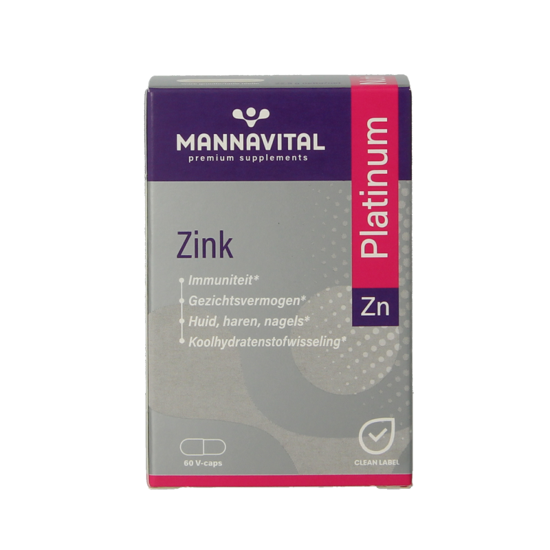 Mannavital Zink Platinum vegetarian capsules, mineral supplement, close-up of the zinc supplement bottle with capsules.