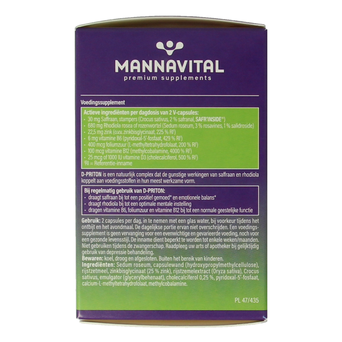Mannavital D-priton capsules, herbal supplement in a white bottle with blue label, containing 60 capsules for nutritional support.