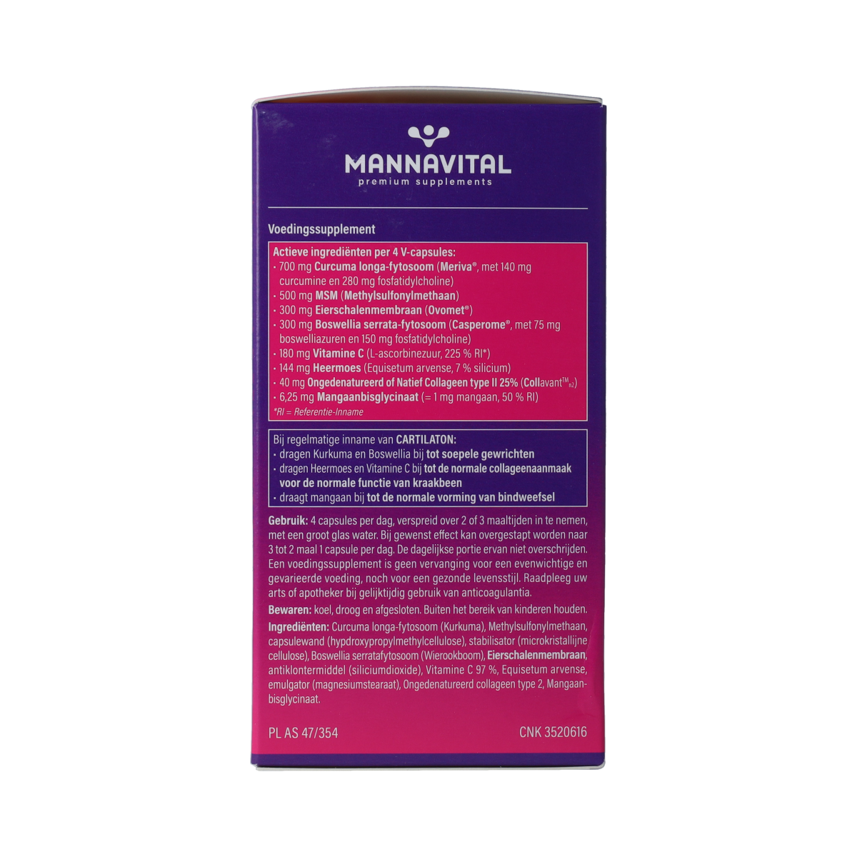 Mannavital Cartilaton vegetarian herbal capsules in a bottle, dietary supplement for joint health, natural herbal ingredients.