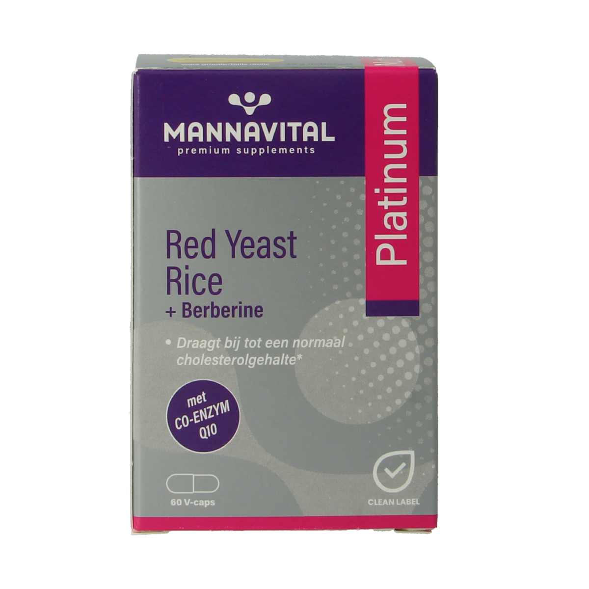 Mannavital Rode Rijst en Berberine Platinum vegetarische capsules, kruidenpreparaat in pot, supplement voor gezonde leverfunctie