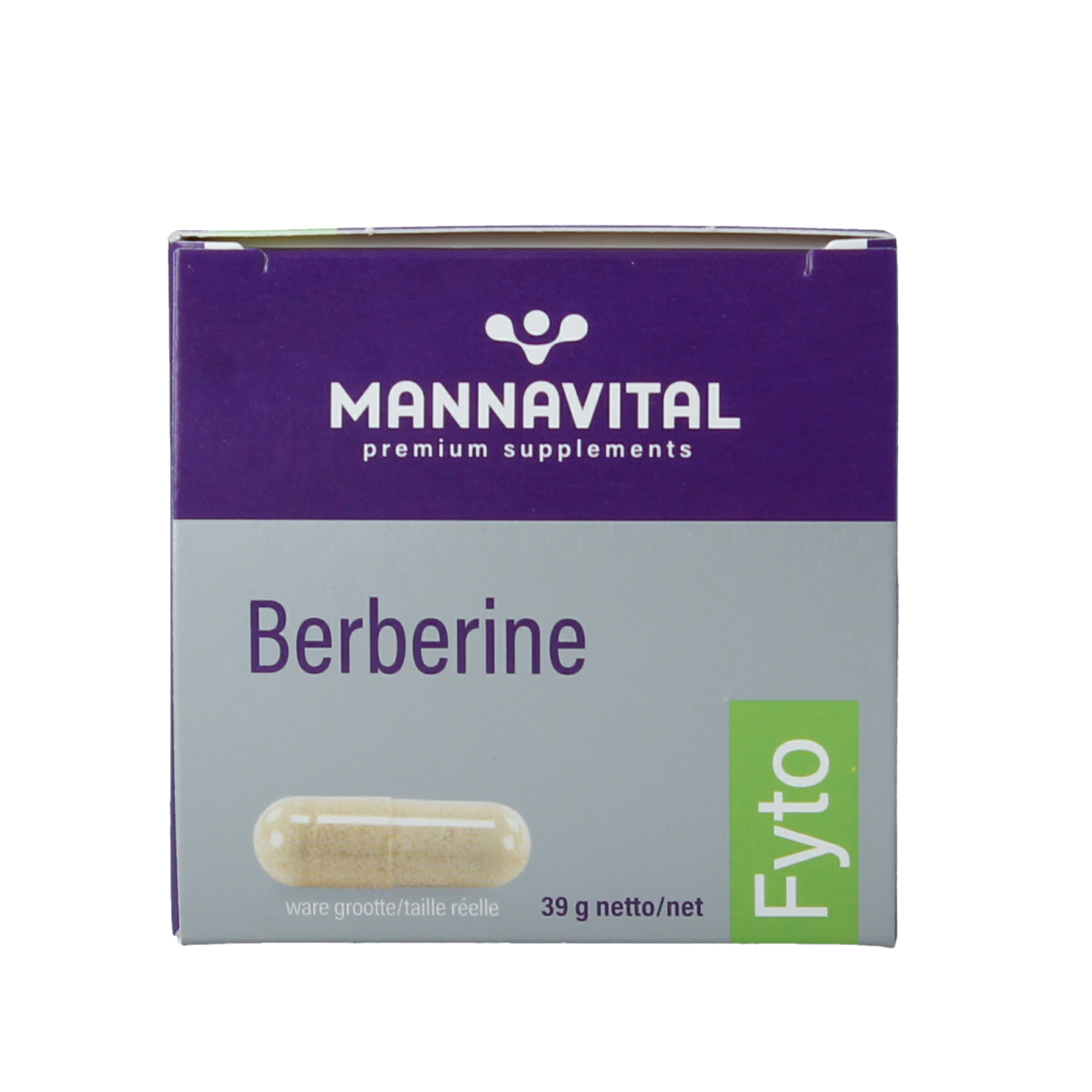 Mannavital Berberine Platinum vegetarian capsules in a bottle, dietary supplement for herbal health support.