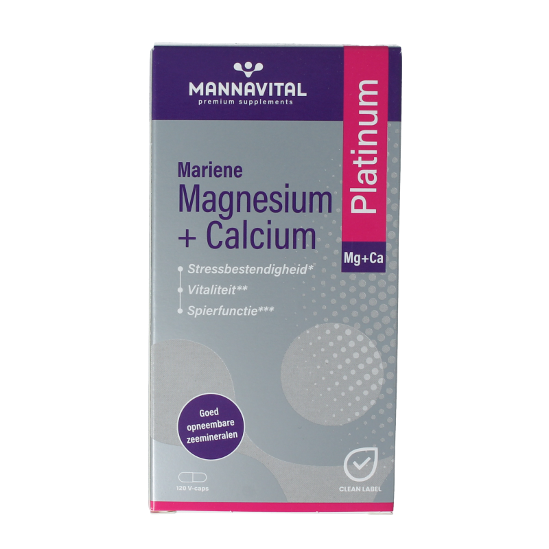 Mannavital Mariene magnesium and calcium platinum mineral supplement in vegetarian capsules, various capsules displayed in the image.