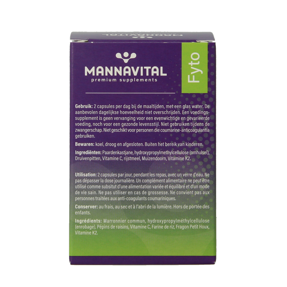 Vegetarian Mannavital Venoton herbal capsules in a bottle, dietary supplement for vein health, shown in the image.