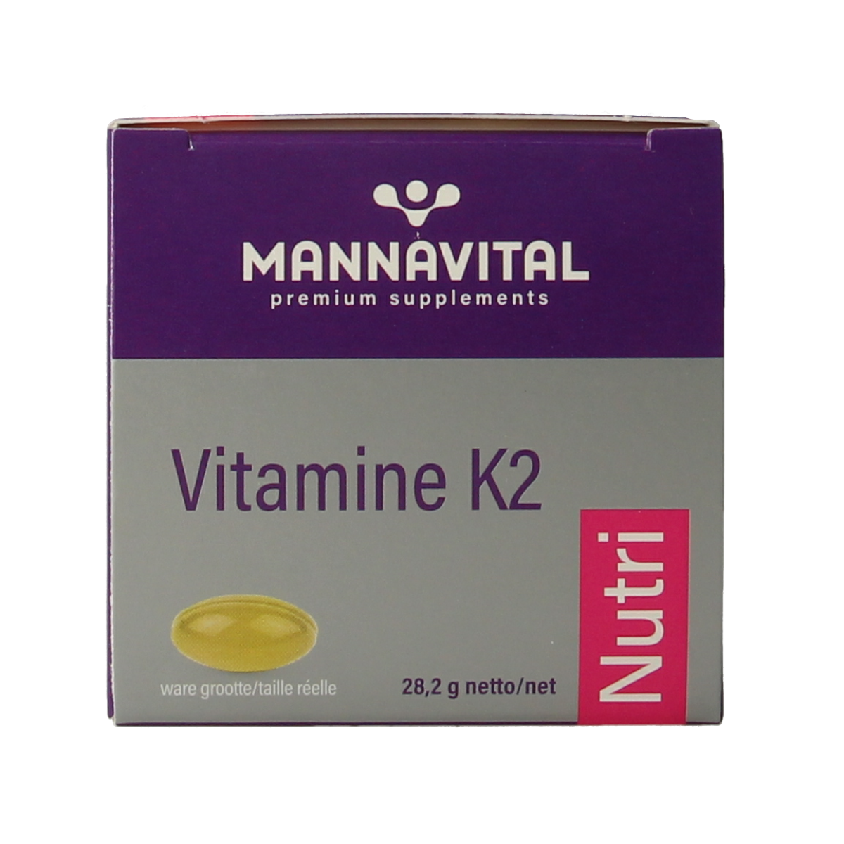 Mannavital Vitamin K2 vegetarian capsules, 60 count, dietary supplement for bone and cardiovascular health.