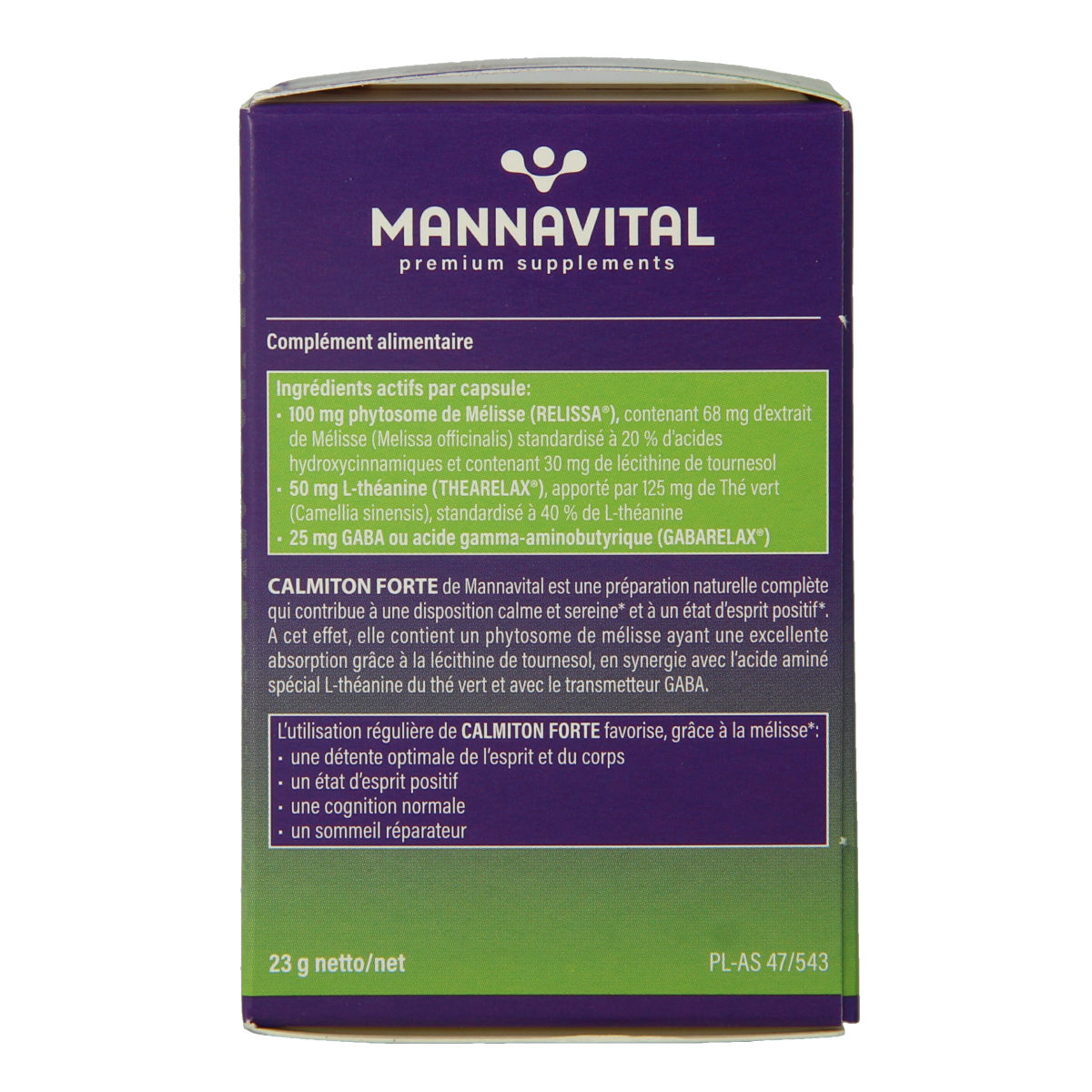 Mannavital Calmiton vegetarian herbal capsules in a blister pack, designed for supporting bone health and calcium intake.
