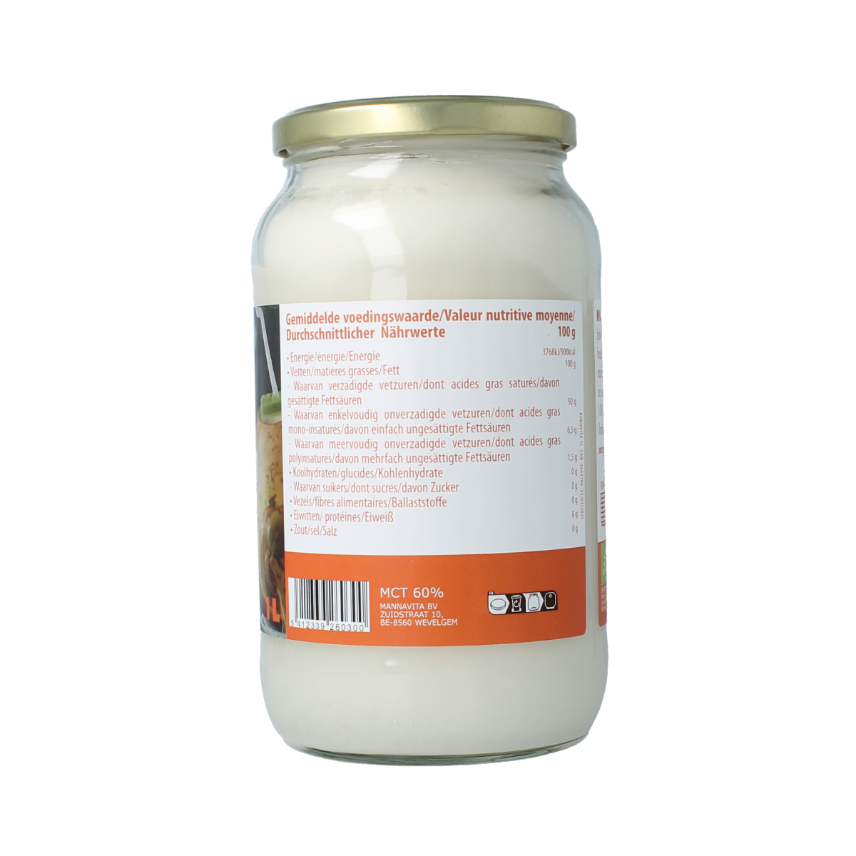 Unopened 1-liter bottle of Kokovita organic, odorless coconut oil from the Oliën en Vetten category.
