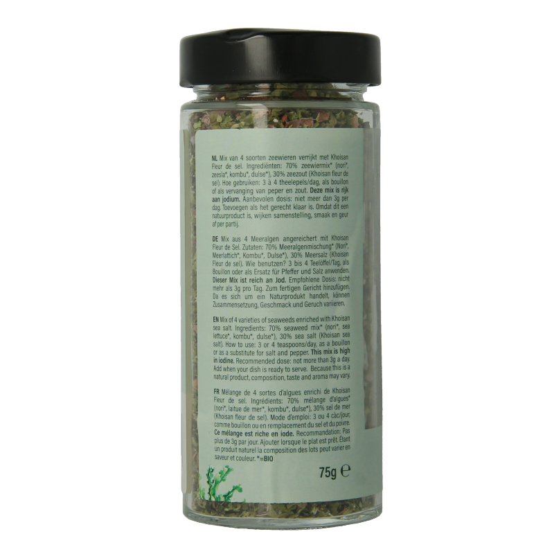Amanprana Botanica mix 4-algae bio in 75g package, featuring a colorful blend of organic seaweeds for healthy eating.