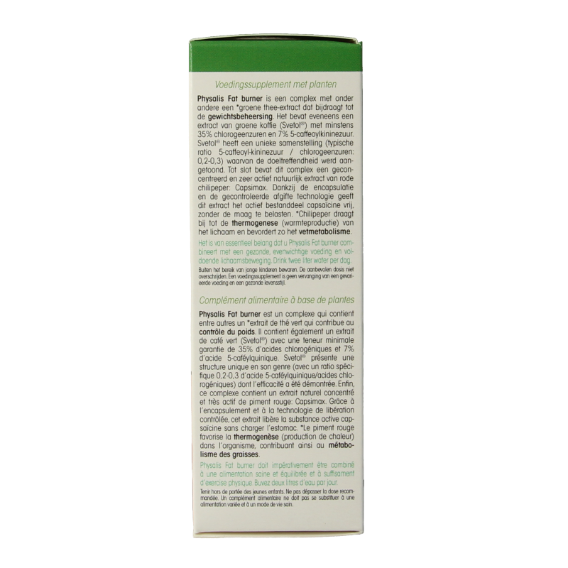 Physalis Fatburner supplement bottles with 30 tablets, dietary supplement and herbal preparation for weight management.