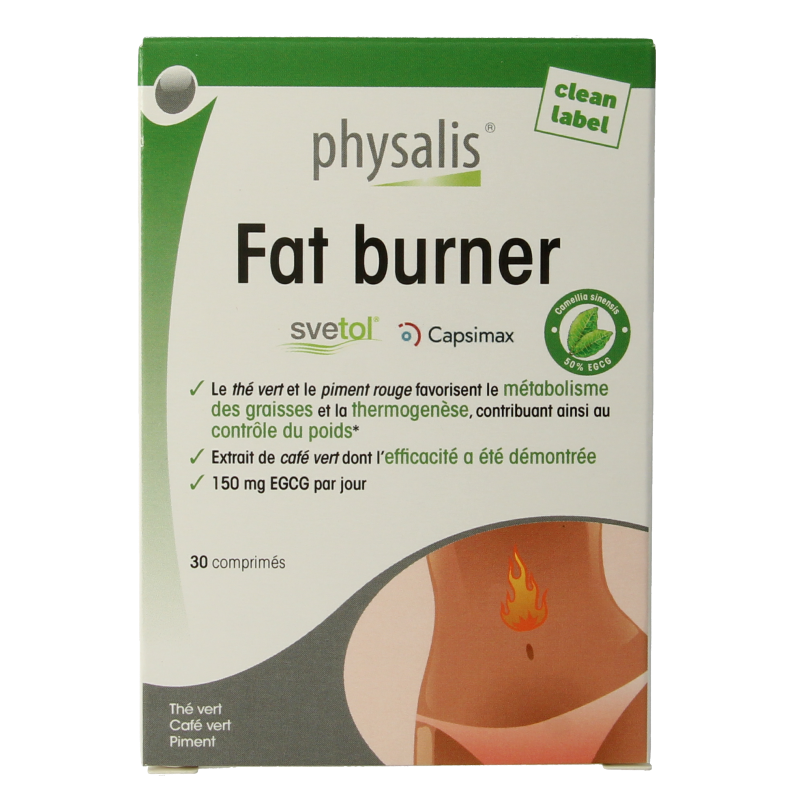 Physalis Fatburner 30 tablets dietary supplement in a bottle, natural herbal weight loss aid from Physalis brand.