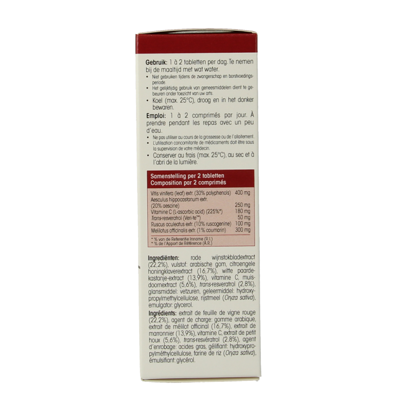 Physalis Zware benen herbal supplement packaging with 30 tablets, part of Physalis kruidpreparaten line.