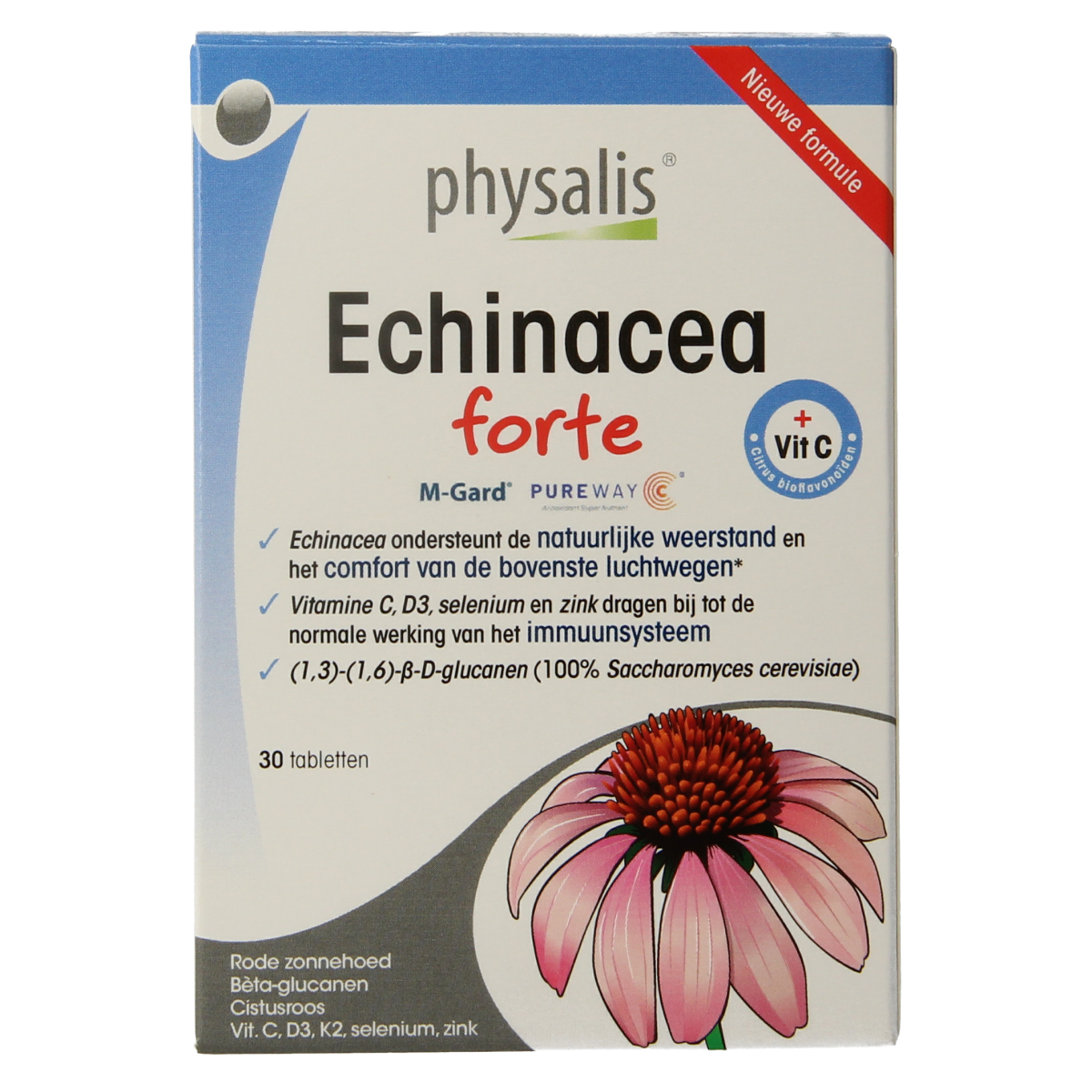 Physalis Echinacea Forte herbal supplement tablets in a blister pack, part of Physalis herbal preparations.