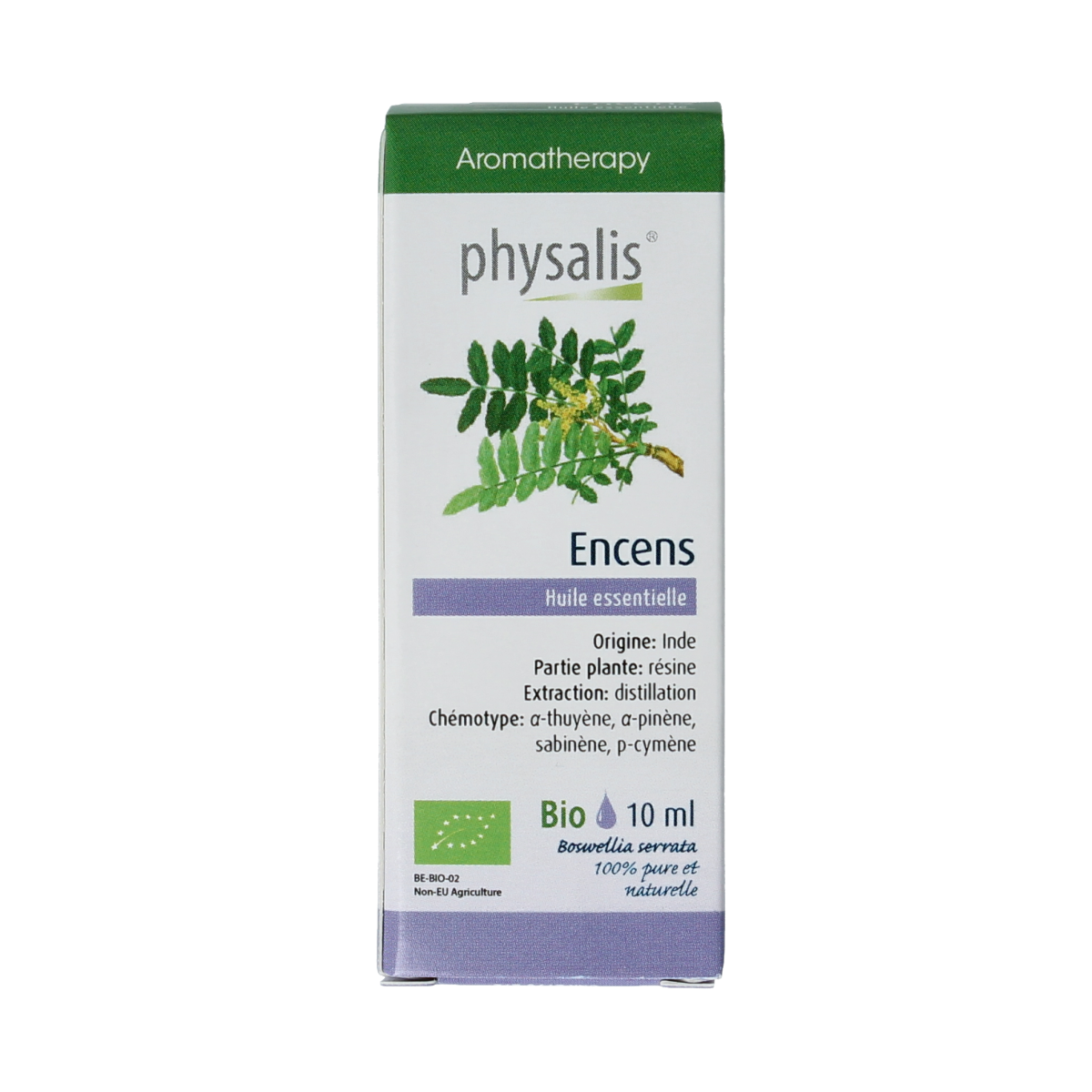 Physalis bio etherische olie in 10ml bottle, featuring a clear amber liquid and Physalis branding on the label.