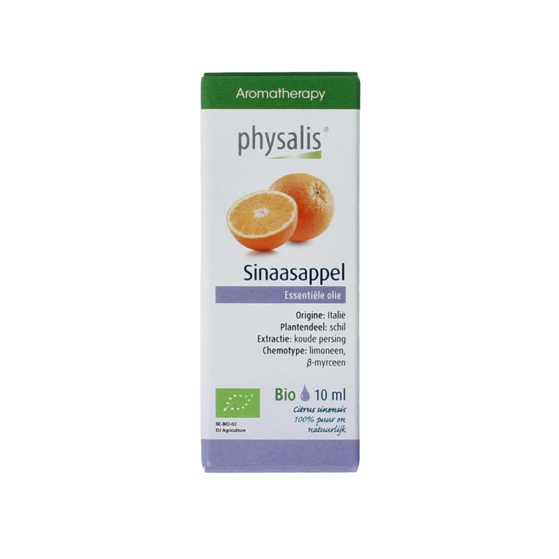 Physalis Sinaasappel bio herbal preparation in a 10ml bottle, featuring fresh orange flavor and natural ingredients.