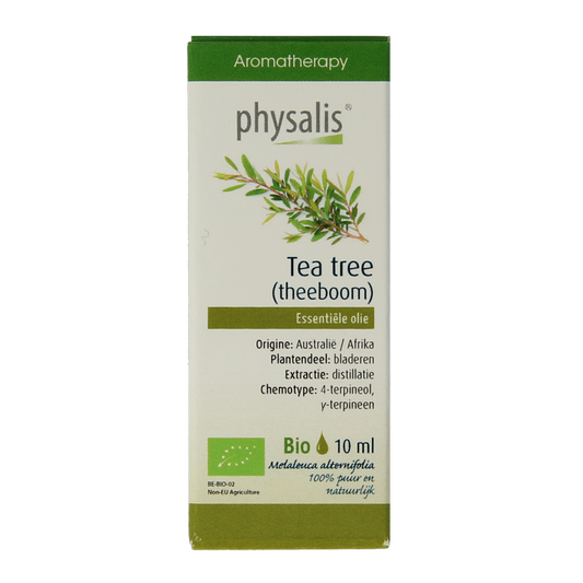 Physalis Tea Tree Bio essential oil in a 10ml bottle, natural etherische oliën with therapeutic properties.
