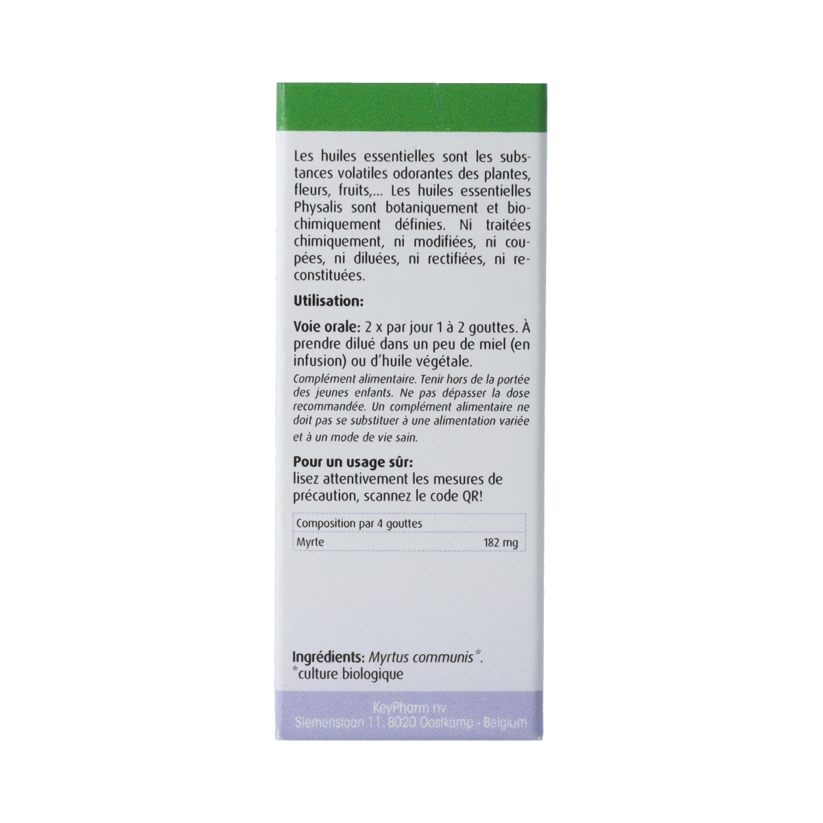 Physalis Mirte bio herbal preparation in a 10ml bottle, featuring natural Physalis Mirte packaging and label.