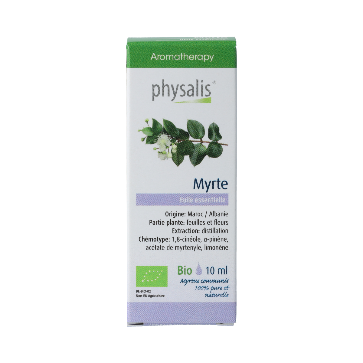 Physalis Mirte bio herbal preparation in a 10ml bottle, part of Physalis' herbal remedy collection.