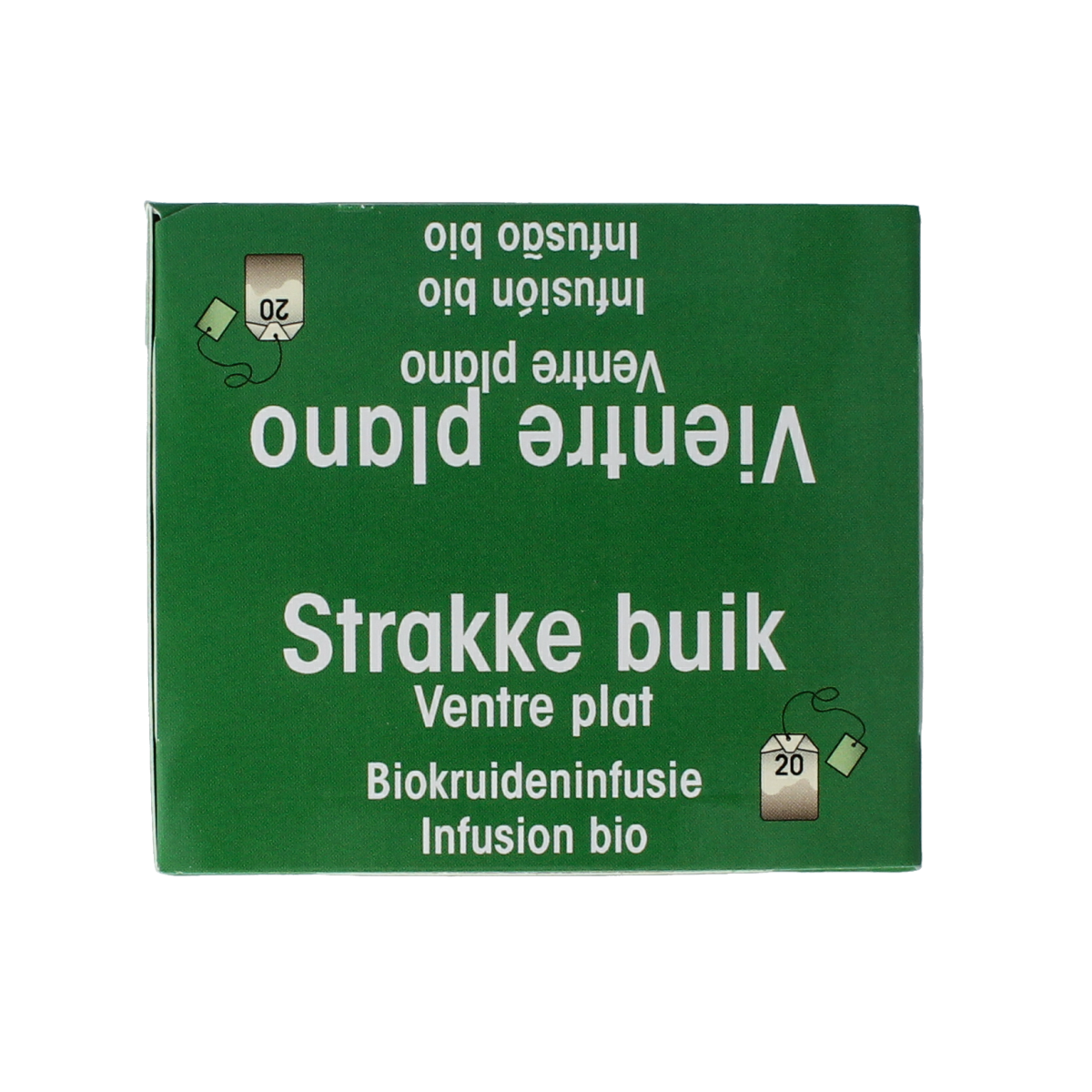 Physalis bio Strakke buik thee in a box with 20 tea bags, featuring natural ingredients for digestive support.
