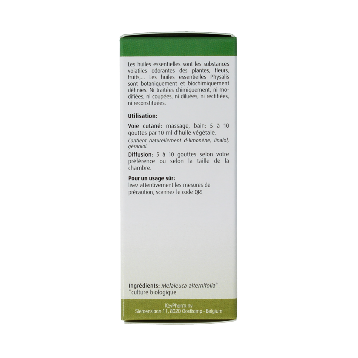 Physalis Tea Tree Bio herbal preparation in a 30ml bottle, featuring tea tree leaves and natural ingredients.