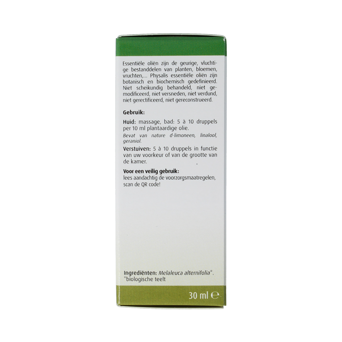 Physalis Tea Tree Bio herbal preparation in 30ml bottle, featuring tea tree leaves and natural ingredients in the image.