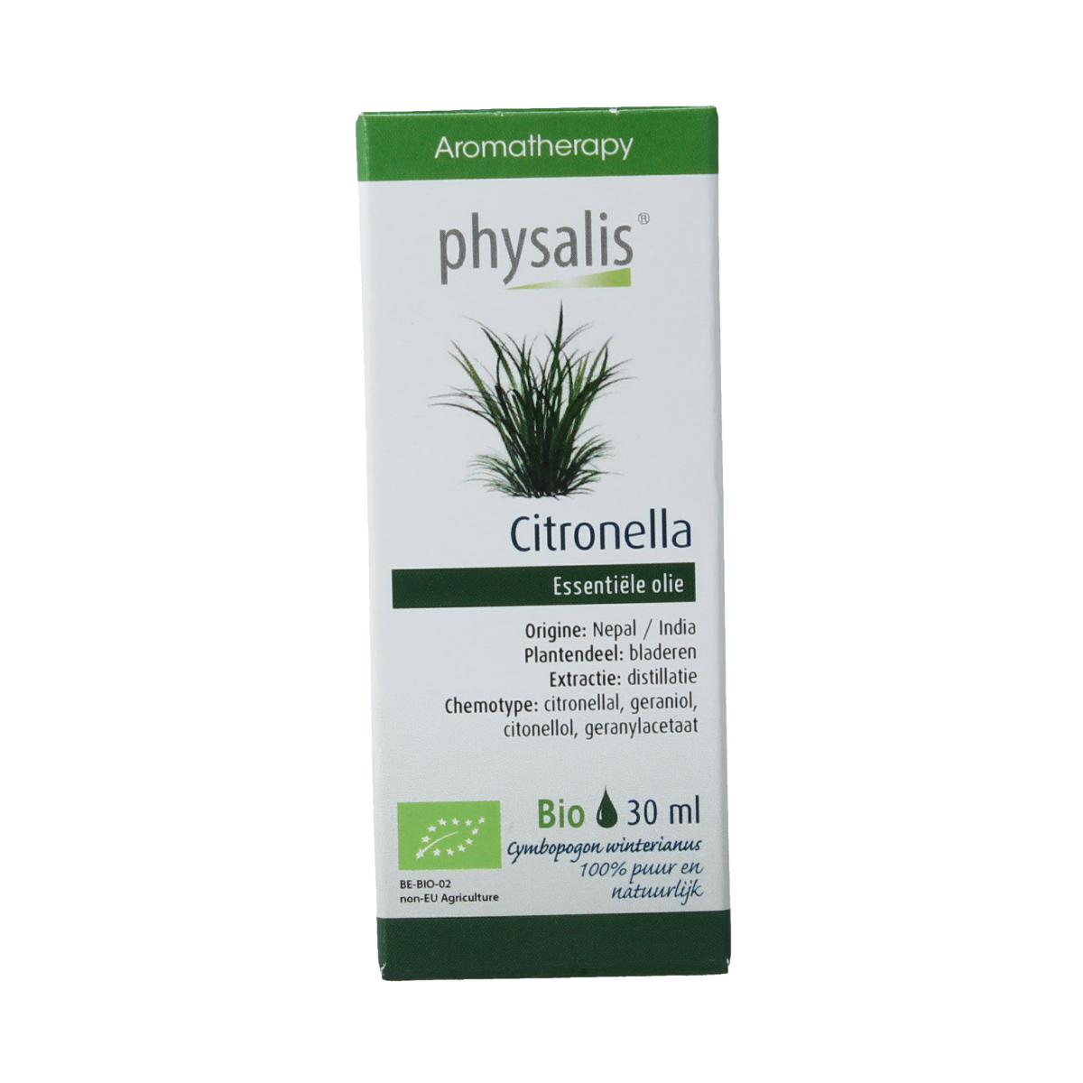Physalis Citronella bio herbal preparation bottle, 30ml, from Physalis brand, with herbal ingredients and natural label details.