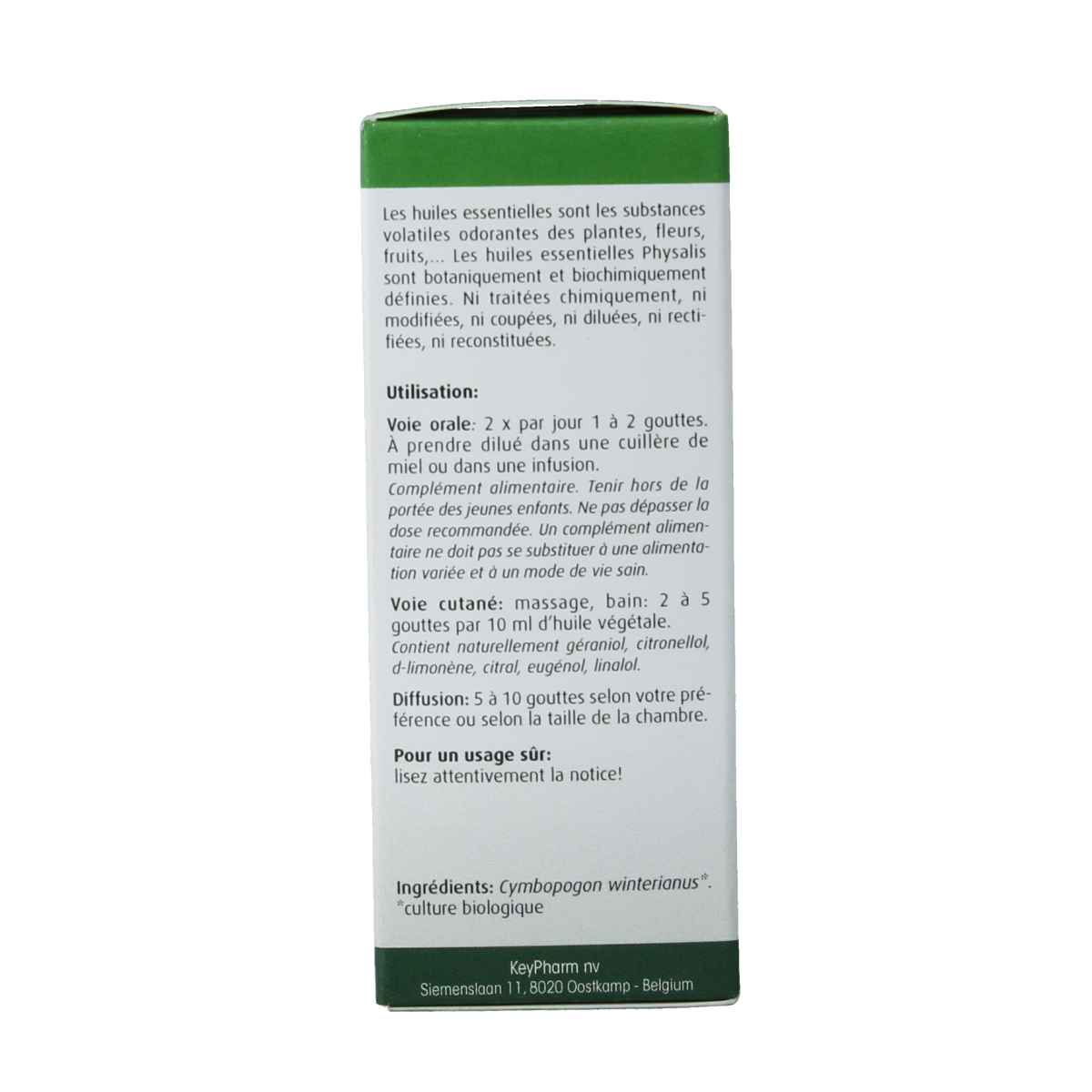 Physalis Citronella bio herbal preparation in a 30ml bottle, featuring fresh citronella leaves and natural botanical ingredients.
