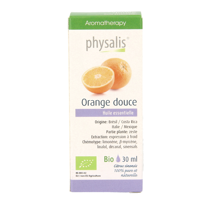 Physalis Sinaasappel bio herbal preparation in a 30ml bottle, featuring orange and herbal ingredients for natural wellness.