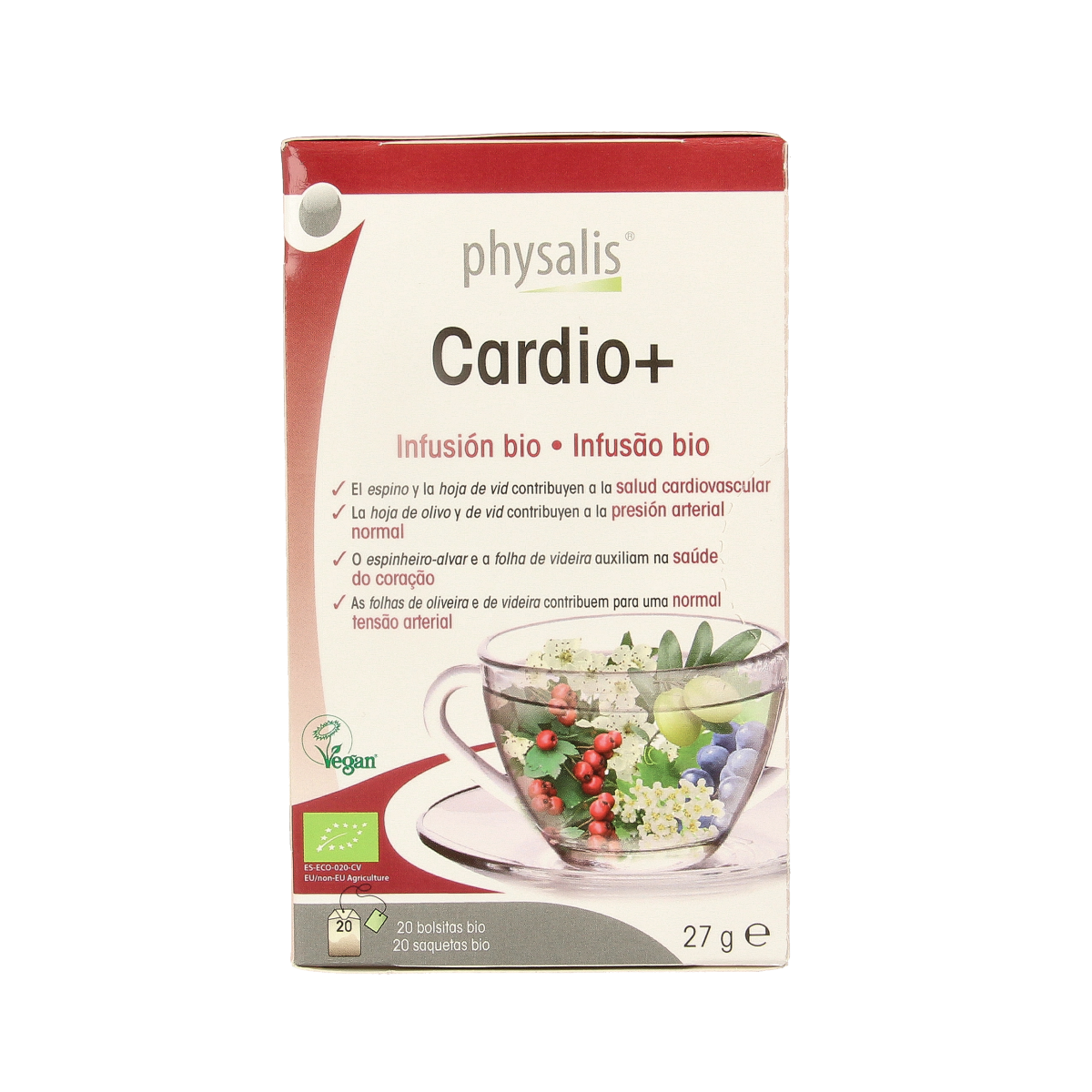 Physalis Cardio + infusie bio coffee and tea, 20 pieces, natural bio infusion with coffee and tea blends in packaging