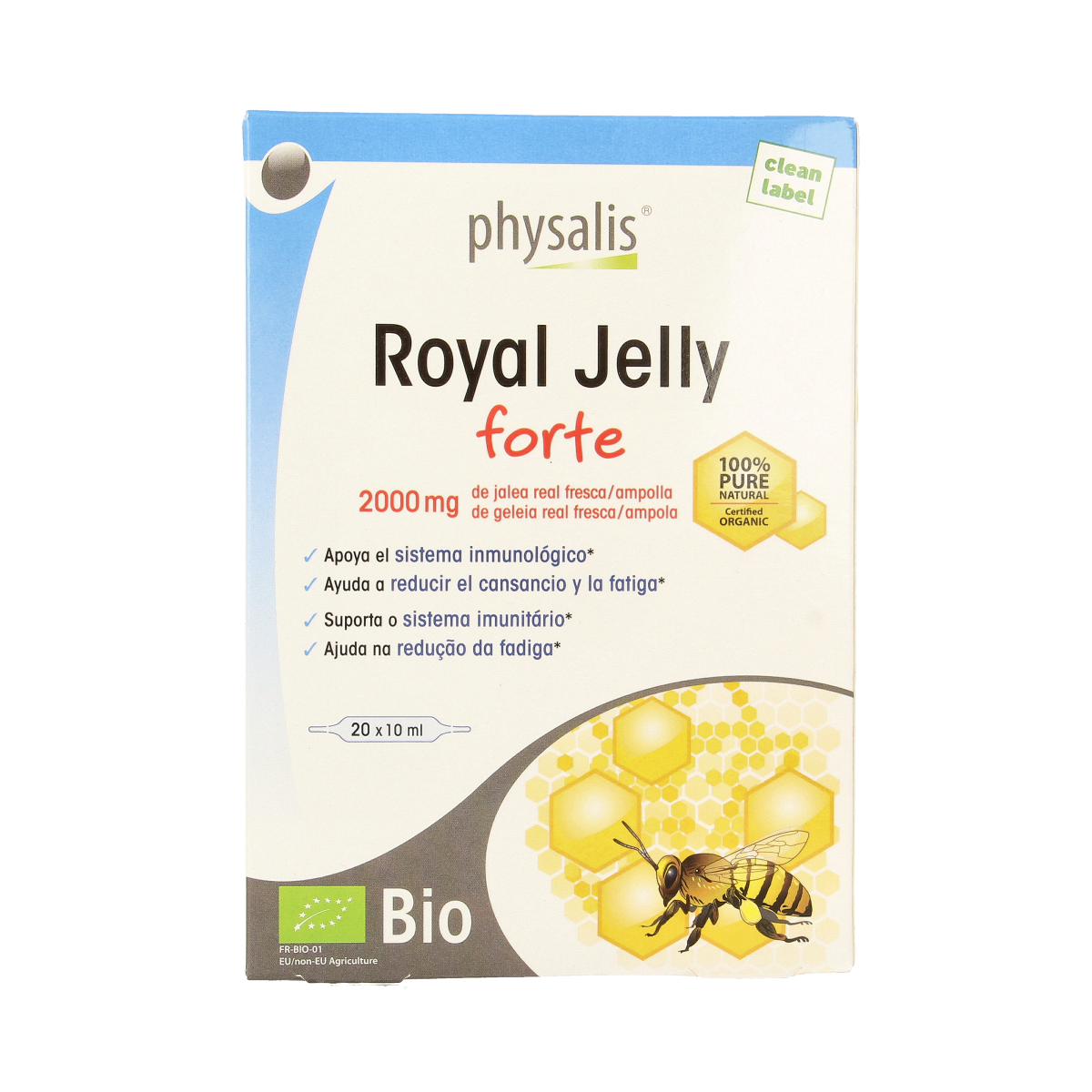 Physalis Royal Jelly Forte bio 10ml ampoules, herbal supplement with 20 ampules, natural health product from Physalis brand.