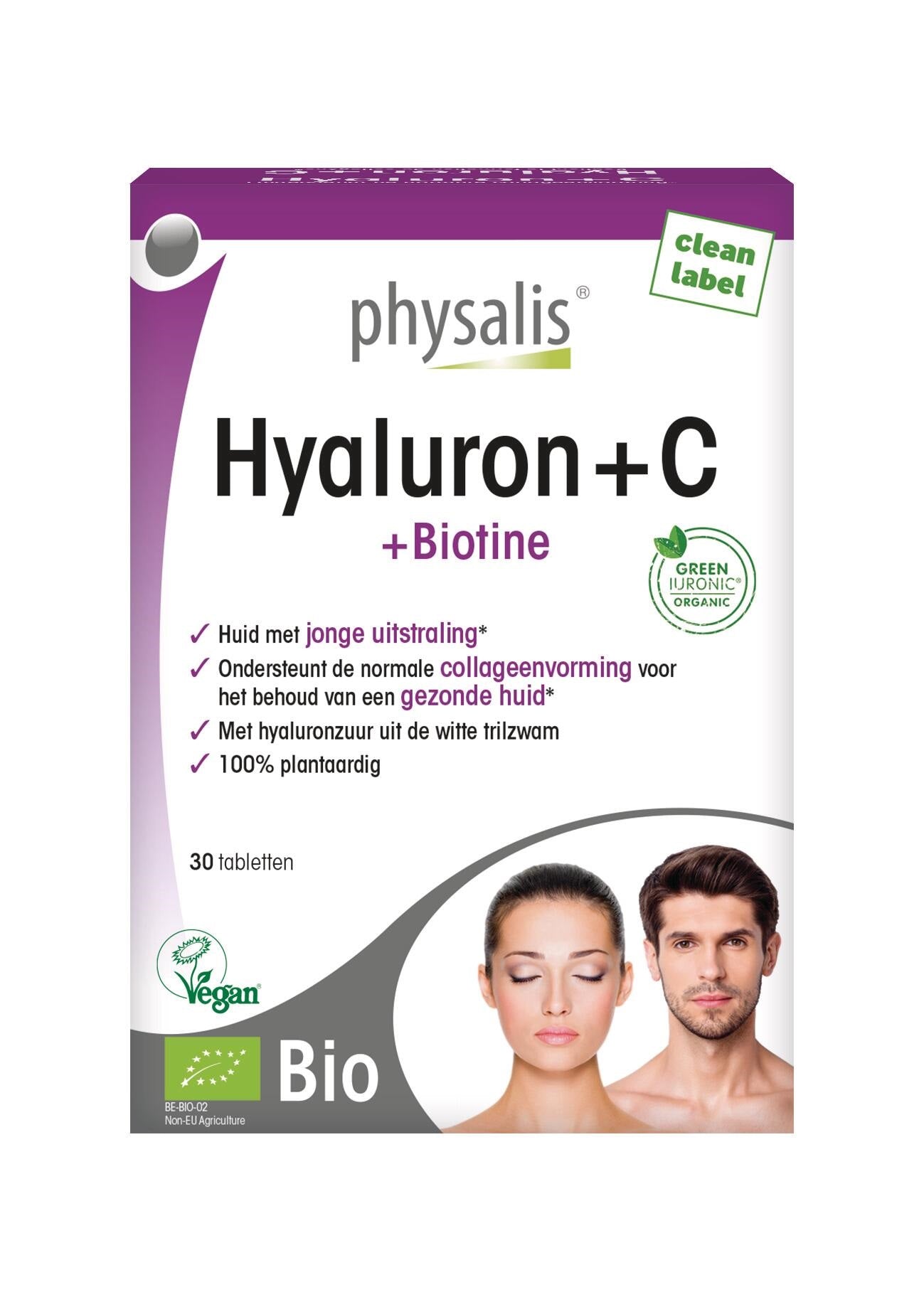 Physalis Hyaluron + C bio herbal supplement in a bottle of 30 tablets, natural health product by Physalis.