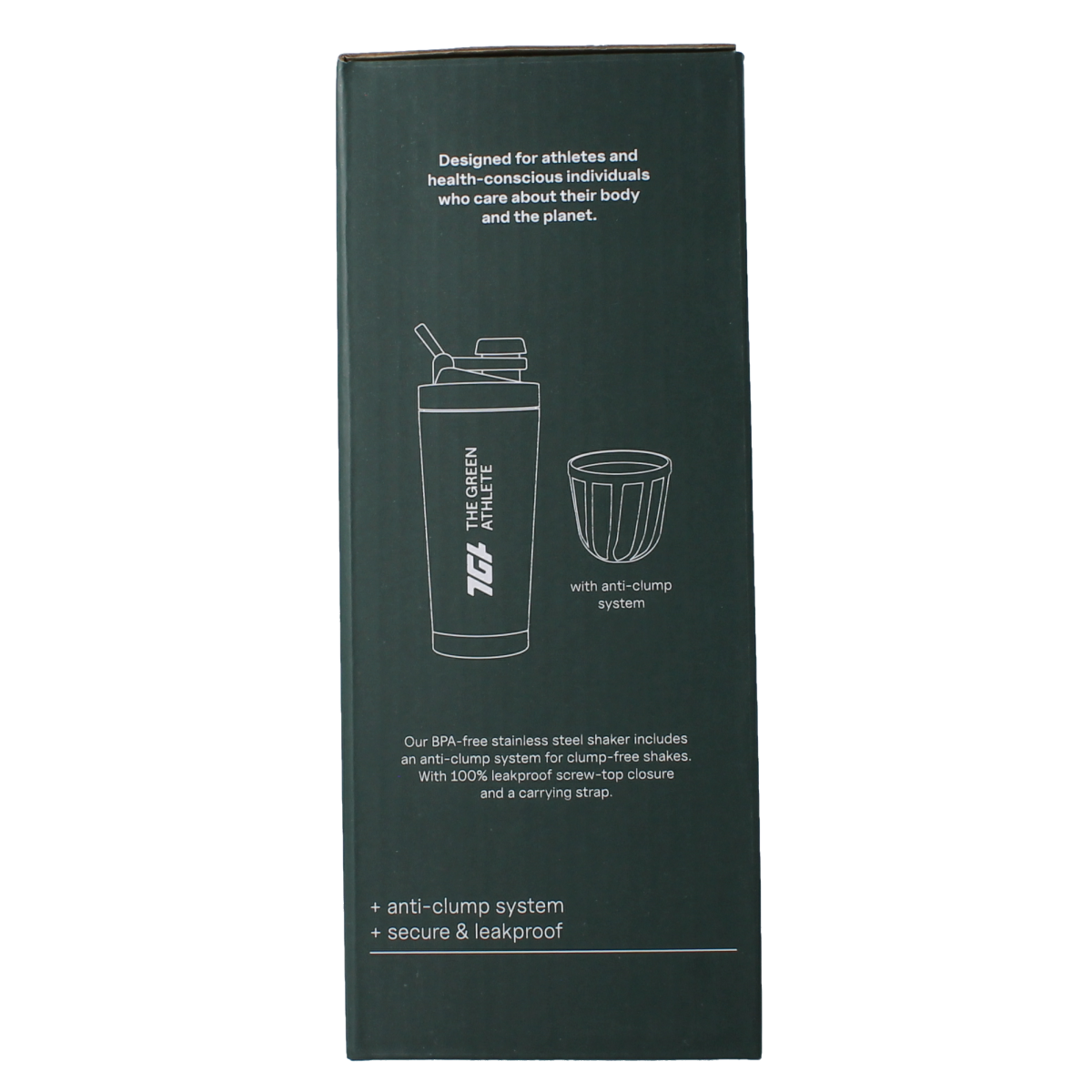 The Green Athlete shaker bottle, 700ml, for cooking and dining, with a sleek green design and secure lid.