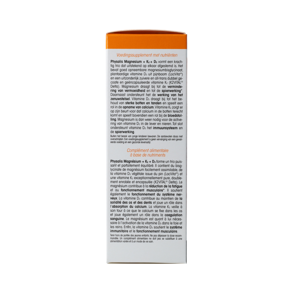 Physalis Magnesium with K2 and D3 supplement in a bottle of 30 tablets, mineral multivitamin for bone and muscle health