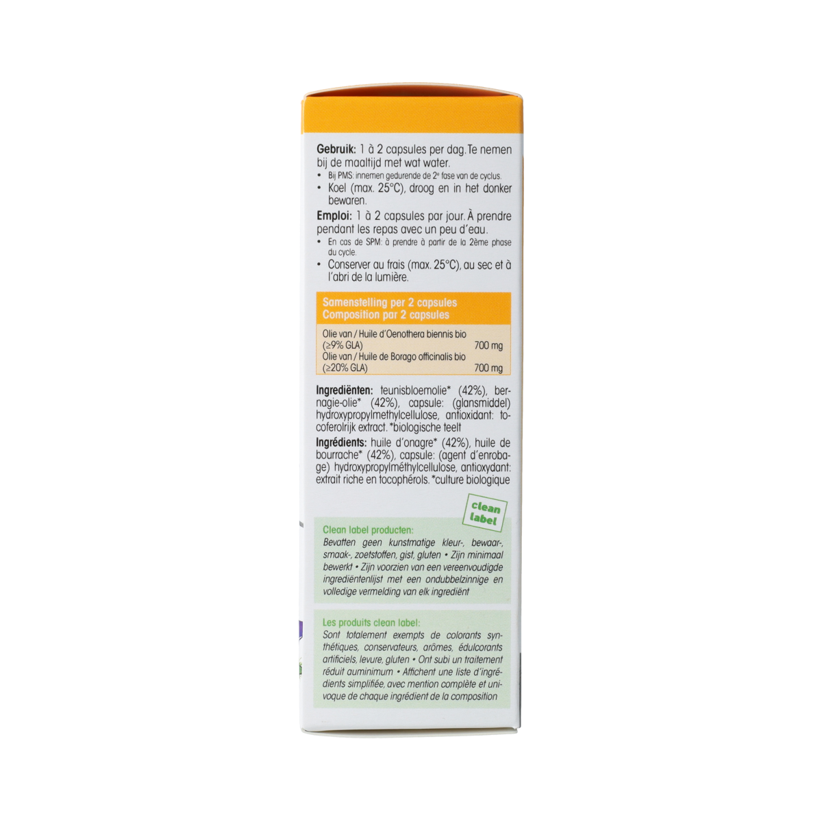 Physalis Physalis Teunisbloem and Bernagie herbal supplement capsules in a bottle, BIO label visible, on a white background.