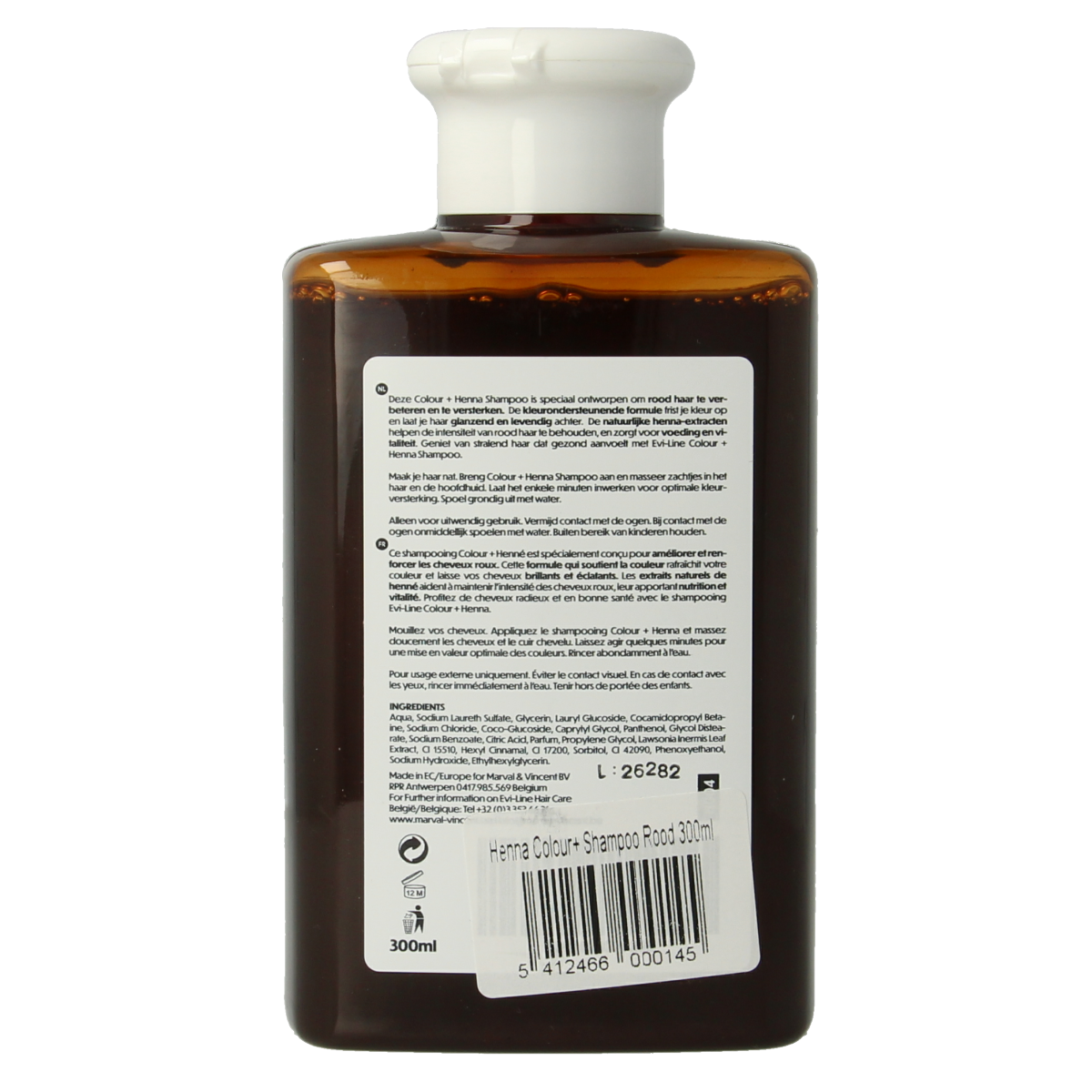 Henna Cure&Care shampoo bottle for colored hair, 300ml, with natural ingredients and vibrant packaging visible.