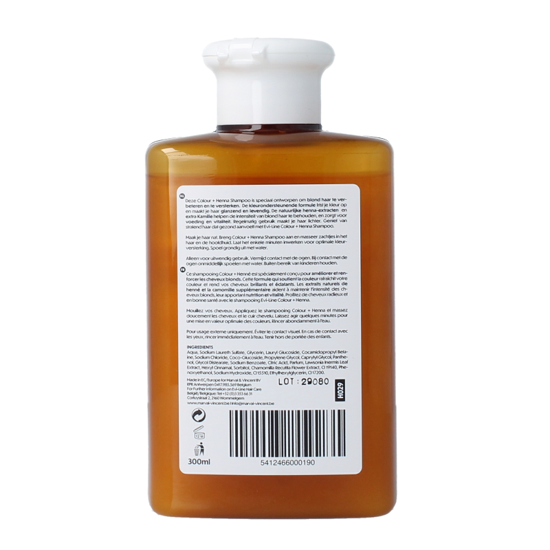 Henna Cure & Care Shampoo for color and blond hair, 300ml, nourishing hair care product with natural ingredients.