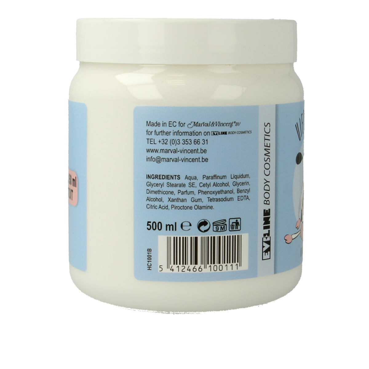 Evi Line Uiercreme 350+150ml body care cream in a white tube with blue accents, designed for nourishing skin.