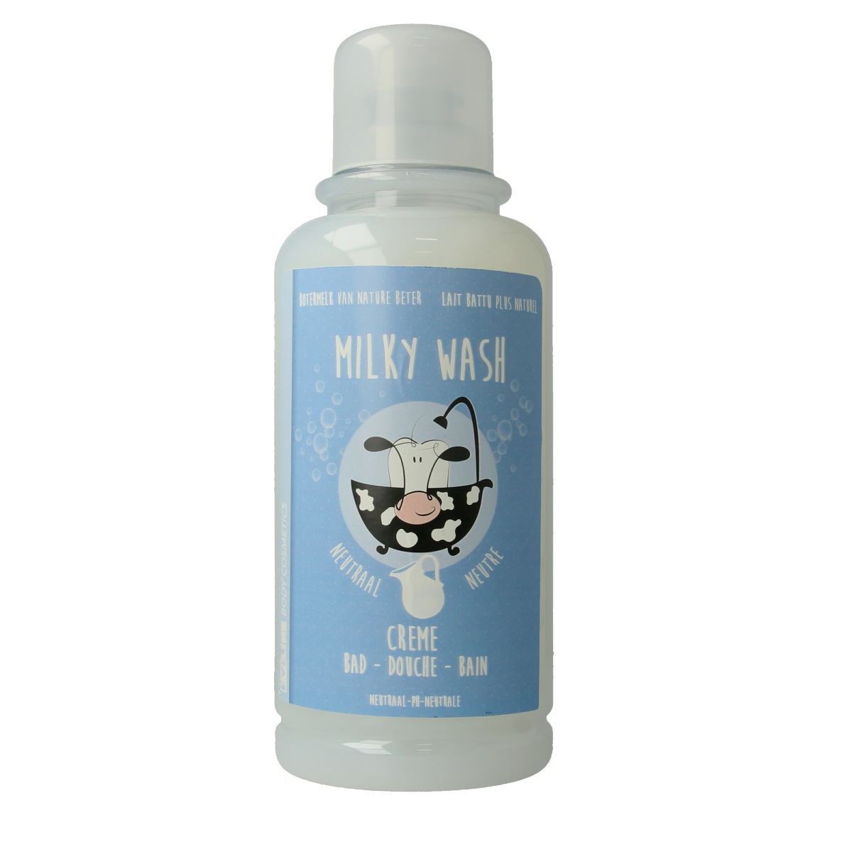 Evi Line Botermelk neutral bath and shower product in a 1-liter bottle, suitable for gentle skin cleansing.
