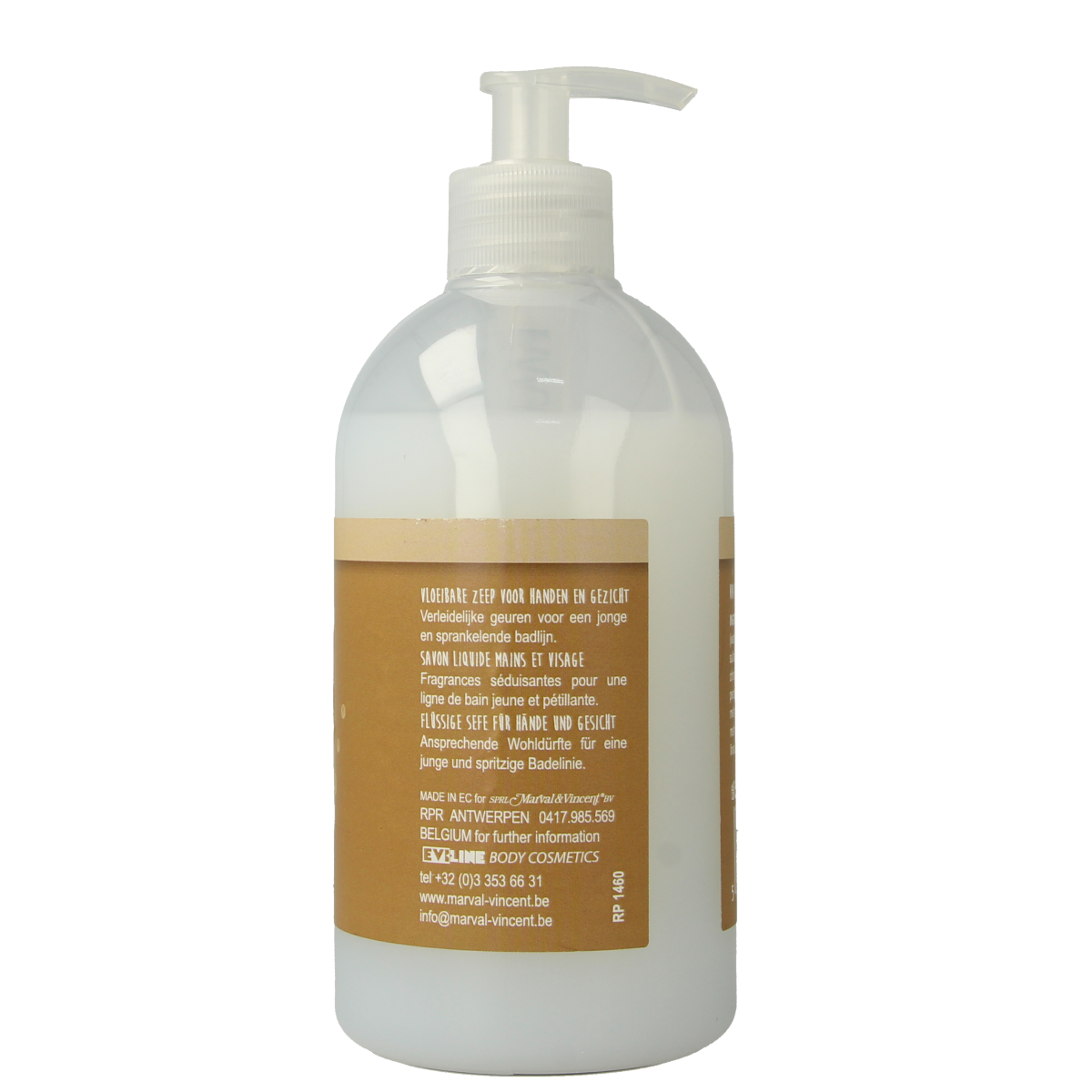 Evi Line Milk Wash liquid soap for body care in a 500ml bottle, featuring a creamy, gentle formula for cleansing skin.
