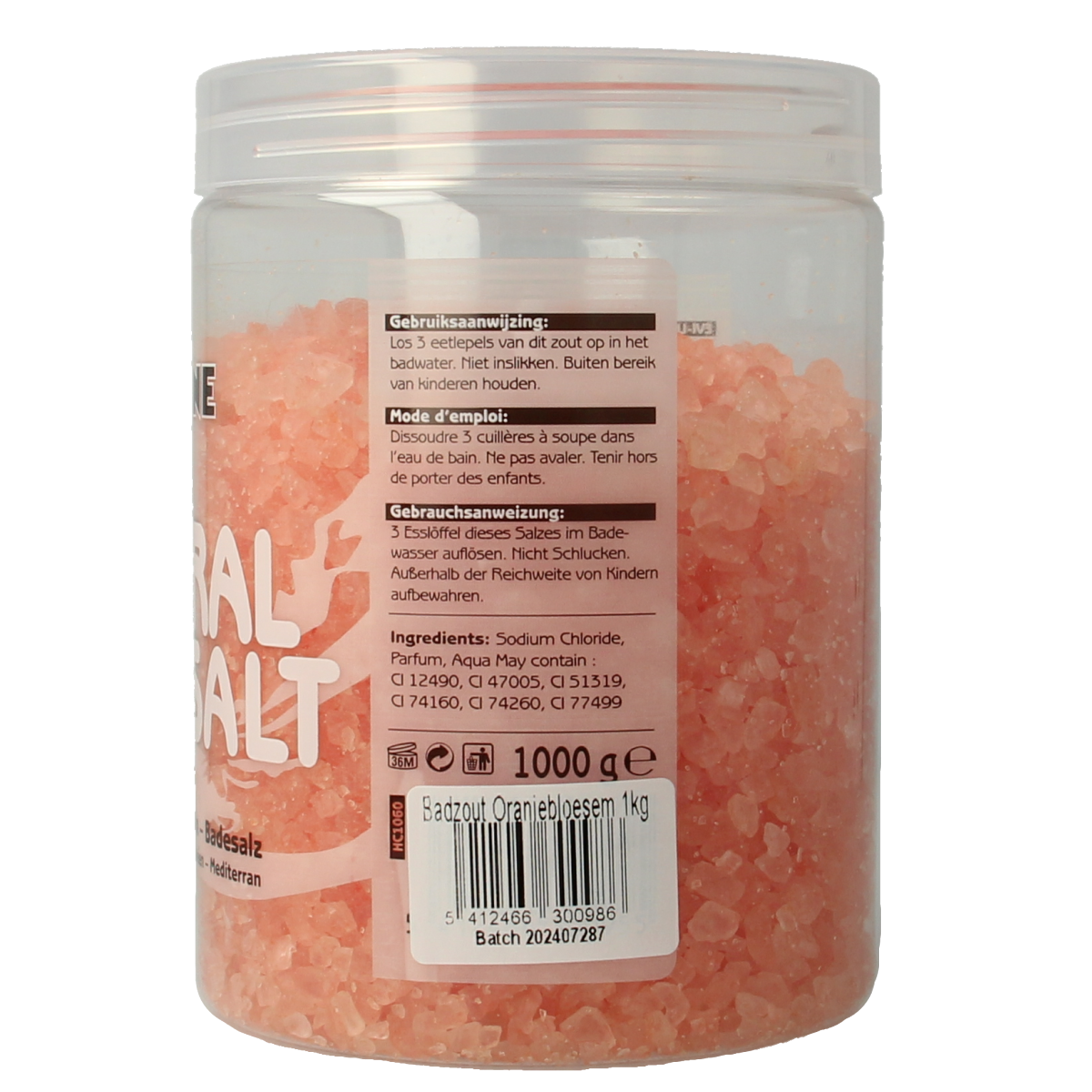 Evi Line Oranjebloesem Bad en Douche badzout 1kg with orange blossom scent and natural mineral texture