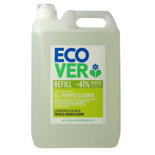Ecover Allesreiniger 5-liter bottle of multi-surface cleaner in a green and white container, suitable for household cleaning.