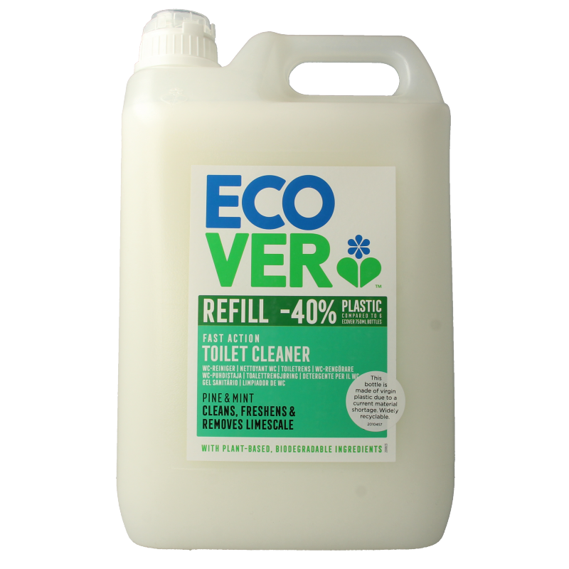 Ecover WC reiniger den en munt 5 liter bottle with cleaning and refreshing features for toilet cleaning.