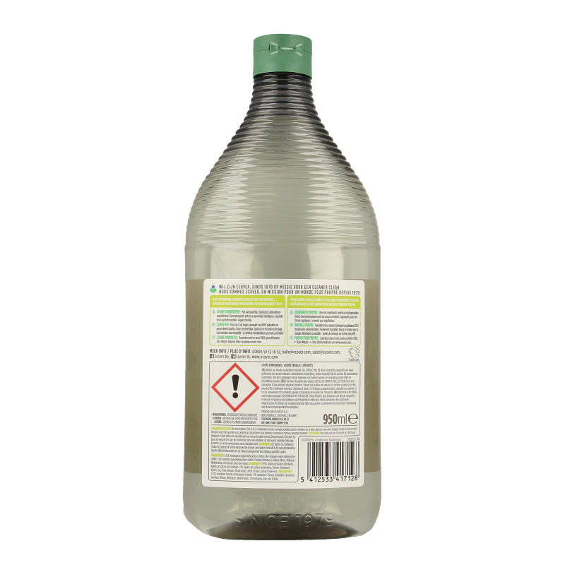 Ecover afwasmiddel citroen en aloe vera in 950ml fles, natuurlijk afwasmiddel met frisse citroen en aloe vera extract.