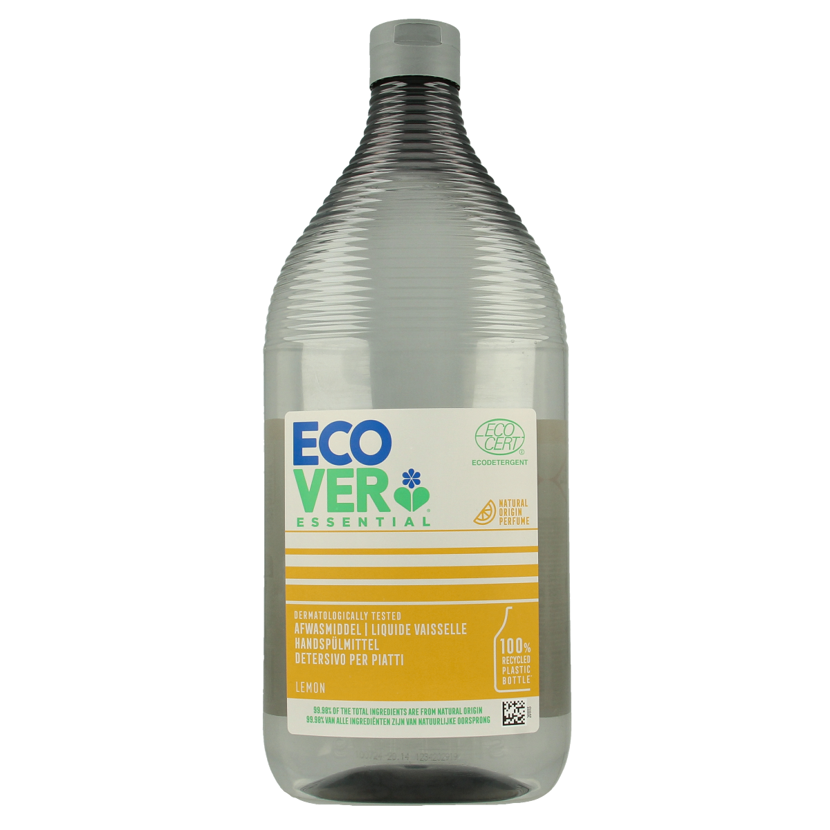 Ecover Essential lemon dish soap in a 950ml bottle, natural cleaning product for dishes and kitchen use.