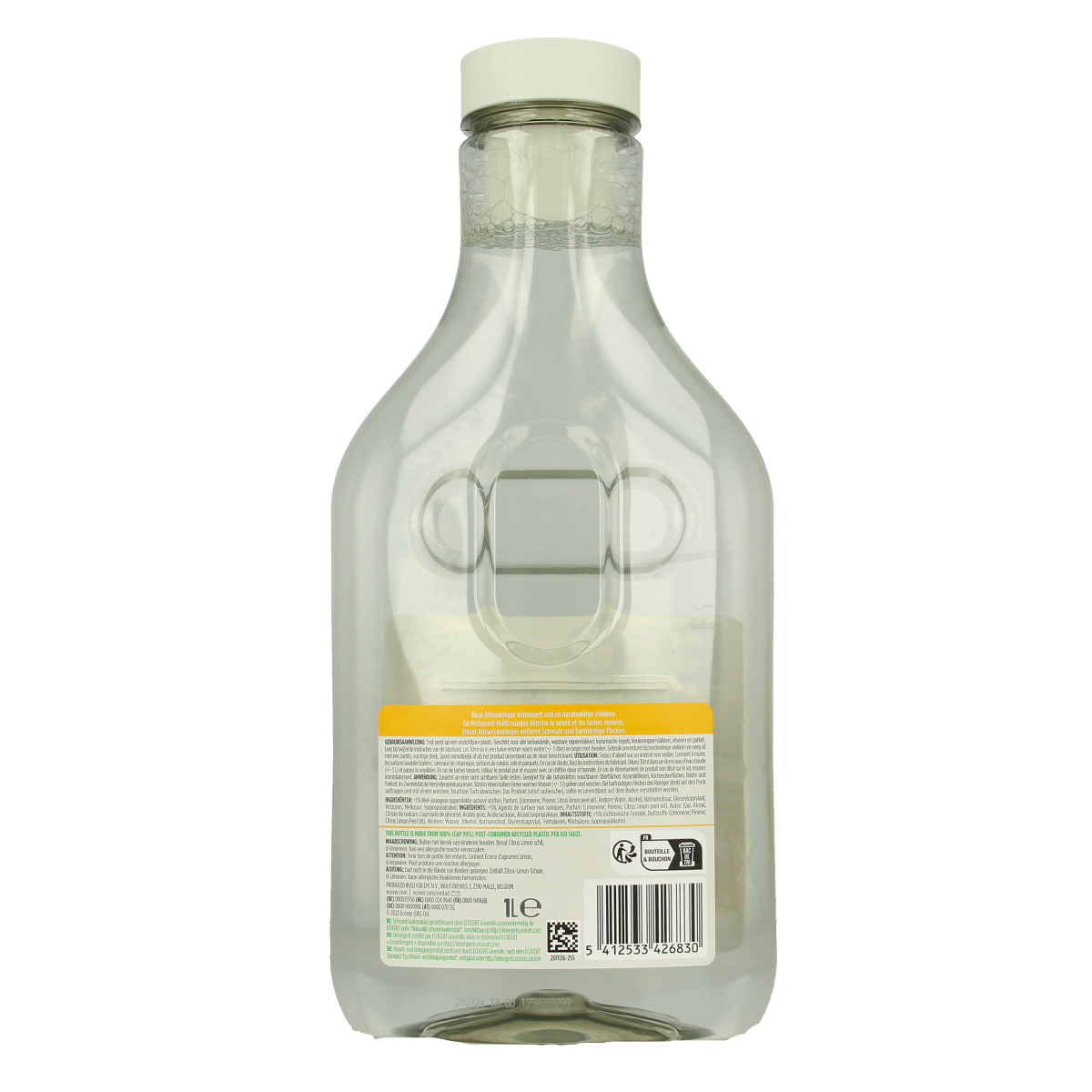 Ecover Essential citroen all-purpose cleaner bottle, natural cleaning product for household use, in 1-liter size